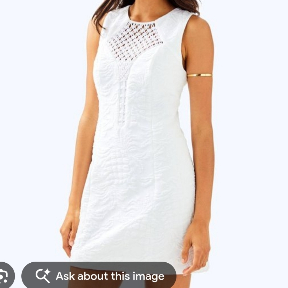 Lilly Pulitzer Keali Pinapple Jacquard Sheath Dress Crochet Bodice Bridal Shower